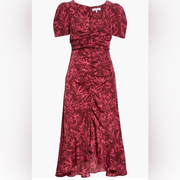 LIKELY Martinez Floral Pink and Red Ruched Dress- Size 2 - Picture 1 of 8